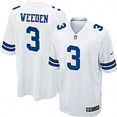Nike Men & Women & Youth Cowboys #3 Brandon Weeden White Team Color Game Jersey,baseball caps,new era cap wholesale,wholesale hats